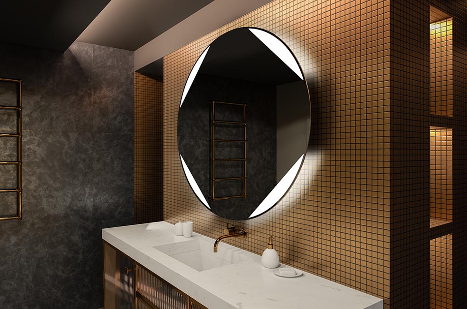 Oglindă rotundă cu LED-uri și iluminare din spate, ideală pentru un interior care îmbunătățește starea de spirit | ARTFORMA