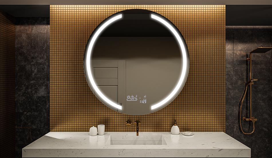 Oglindă LED rotundă, ambientală, cu iluminare din spate, pentru baie | ARTFORMA