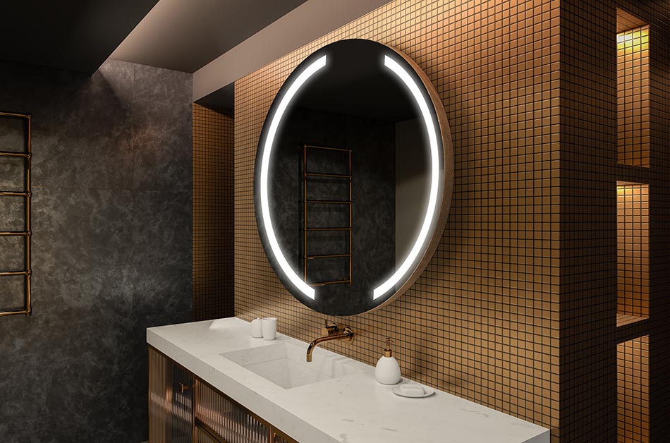 Oglindă rotundă modernă cu lumină LED moale într-un stil premium | ARTFORMA