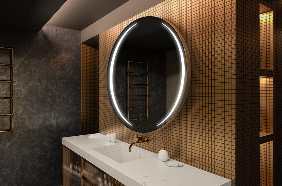 Oglindă rotundă modernă cu lumină LED moale într-un stil premium | ARTFORMA