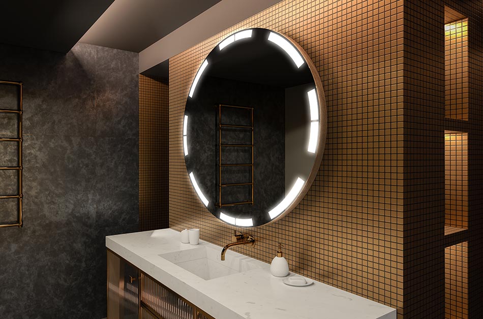 Oglindă rotundă modernă cu lumină LED moale într-un stil premium | ARTFORMA