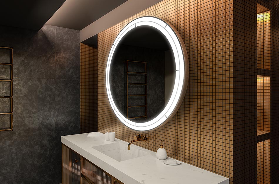Oglindă rotundă modernă cu lumină LED moale într-un stil premium | ARTFORMA