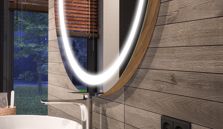 Oglindă LED rotundă, cu efect ambiental și lumină difuză elegantă | ARTFORMA