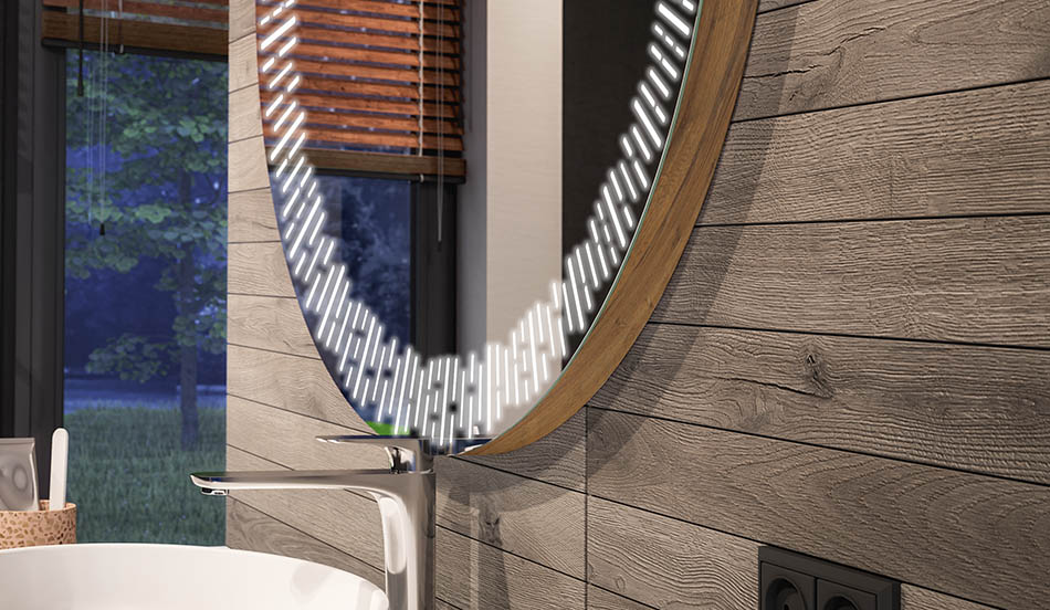 Oglindă LED rotundă, cu efect ambiental și lumină difuză elegantă | ARTFORMA