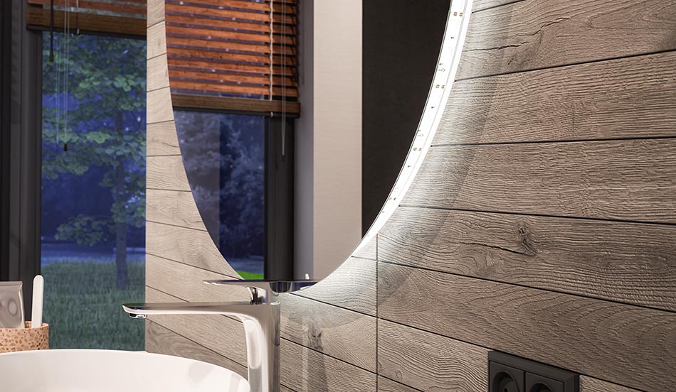 Oglindă LED rotundă, cu efect ambiental și lumină difuză elegantă | ARTFORMA