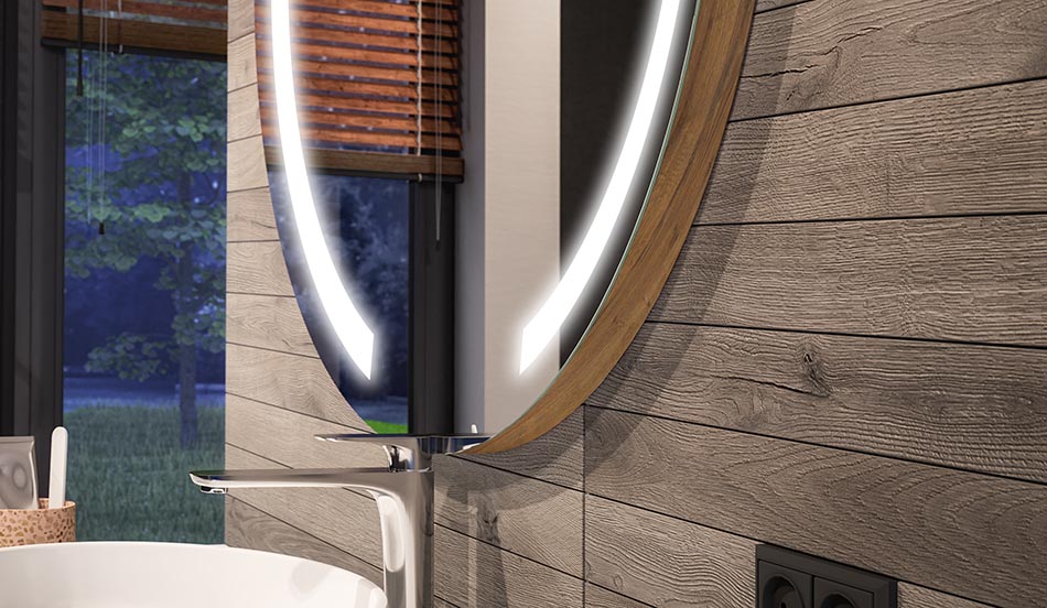 Oglindă LED rotundă, cu efect ambiental și lumină difuză elegantă | ARTFORMA