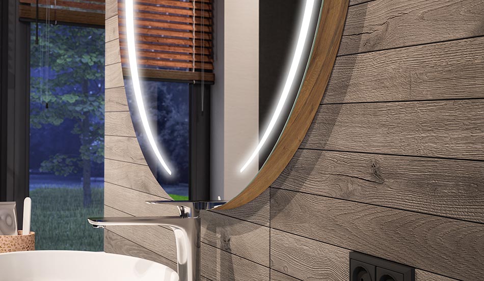 Oglindă LED rotundă, cu efect ambiental și lumină difuză elegantă | ARTFORMA