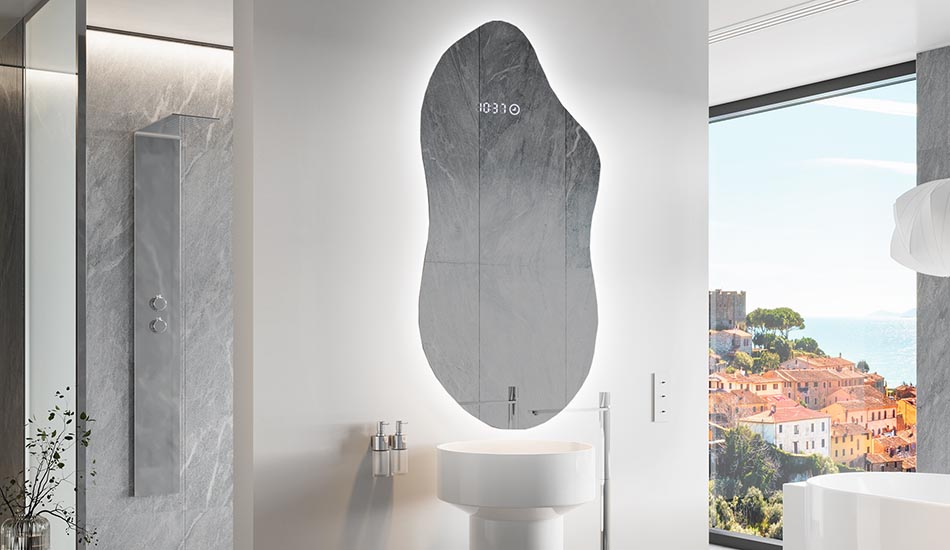 Oglindă neregulată cu iluminare ambientală delicată pentru un interior elegant | ARTFORMA