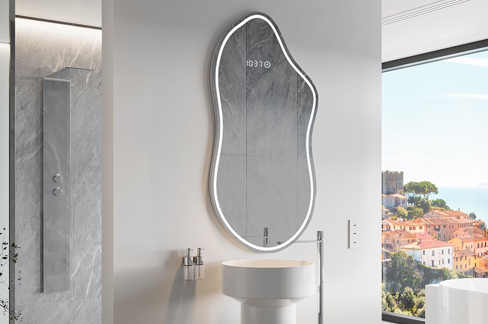 Oglindă neregulată cu iluminare ambientală delicată pentru un interior elegant | ARTFORMA