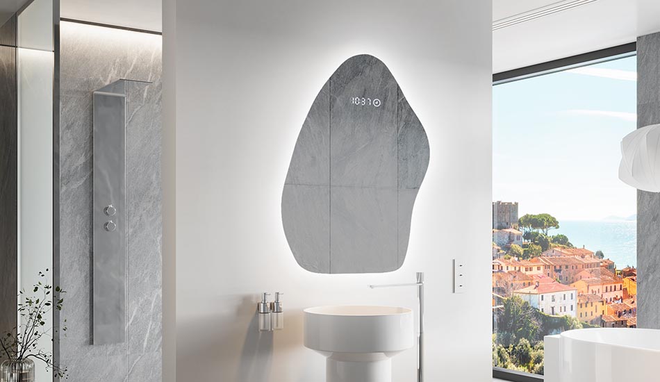 Oglindă neregulată cu iluminare ambientală delicată pentru un interior elegant | ARTFORMA