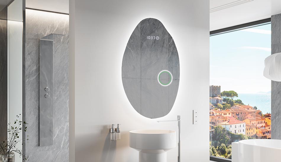 Oglindă neregulată cu iluminare ambientală delicată pentru un interior elegant | ARTFORMA