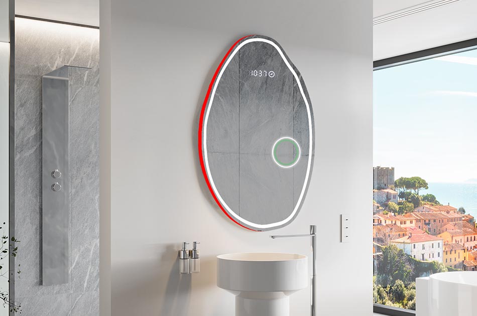 Oglindă neregulată cu iluminare ambientală delicată pentru un interior elegant | ARTFORMA