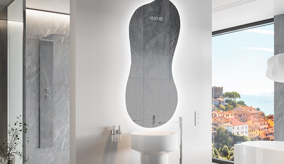 Oglindă neregulată cu iluminare ambientală delicată pentru un interior elegant | ARTFORMA