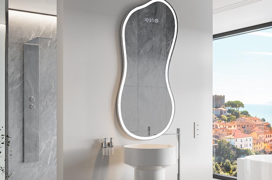 Oglindă neregulată cu iluminare ambientală delicată pentru un interior elegant | ARTFORMA