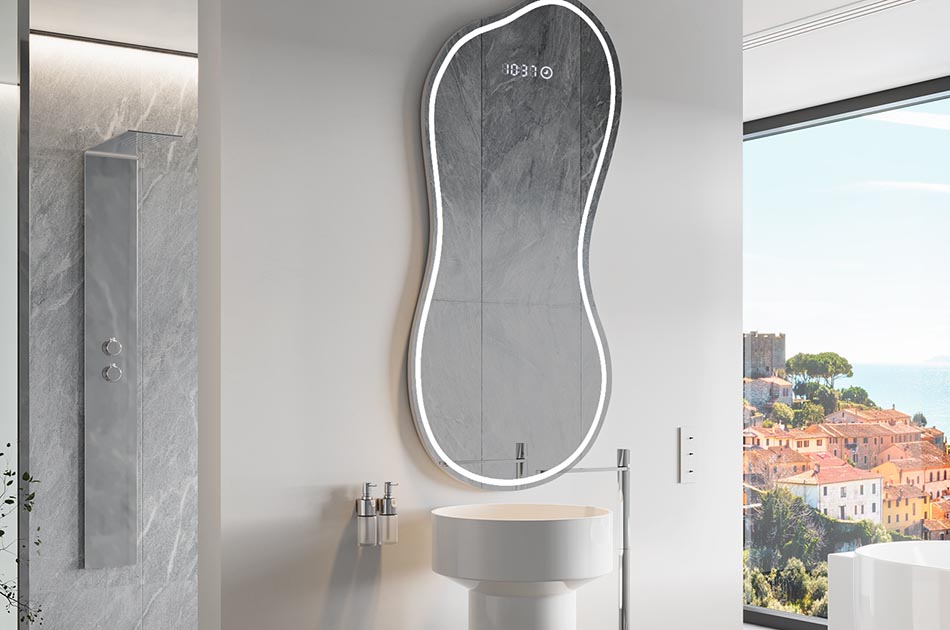 Oglindă neregulată cu iluminare ambientală delicată pentru un interior elegant | ARTFORMA