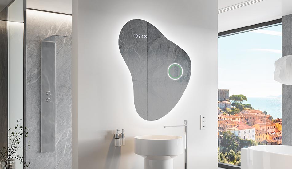 Oglindă neregulată cu iluminare ambientală delicată pentru un interior elegant | ARTFORMA