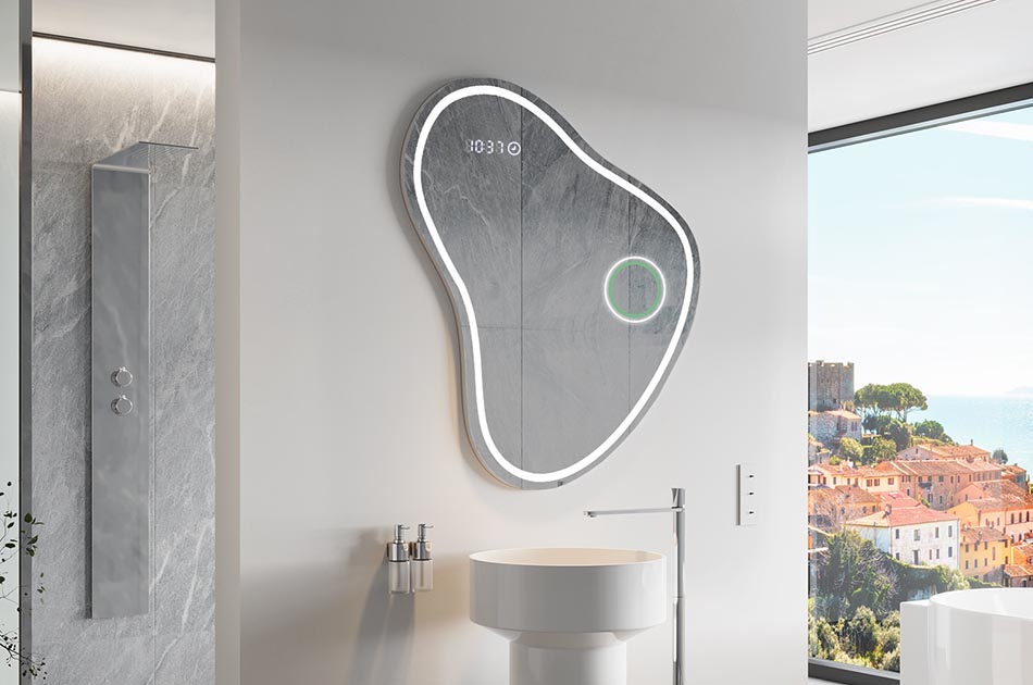 Oglindă neregulată cu iluminare ambientală delicată pentru un interior elegant | ARTFORMA