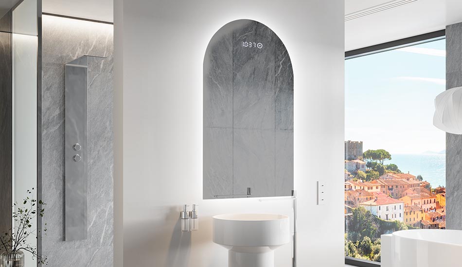 Oglindă neregulată cu iluminare ambientală delicată pentru un interior elegant | ARTFORMA