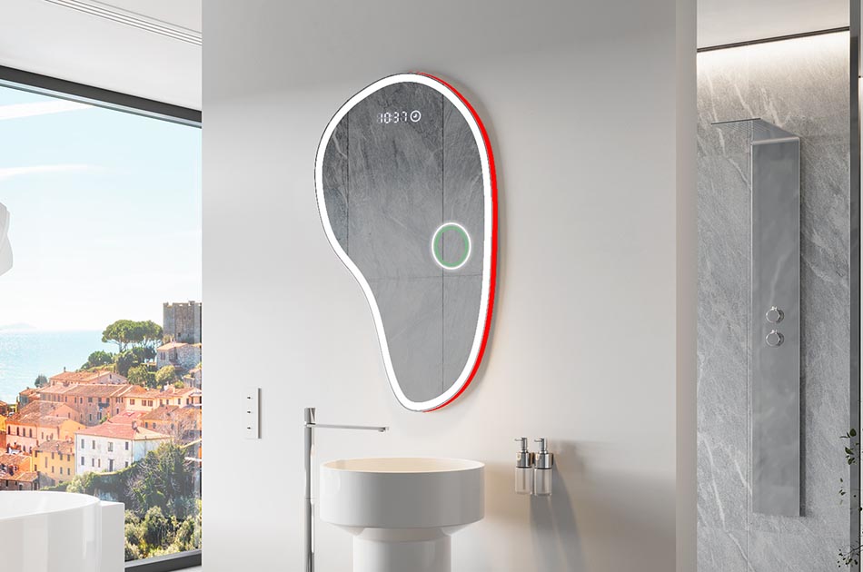 Oglindă neregulată cu iluminare ambientală delicată pentru un interior elegant | ARTFORMA