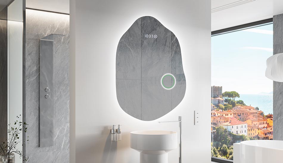 Oglindă neregulată cu iluminare ambientală delicată pentru un interior elegant | ARTFORMA