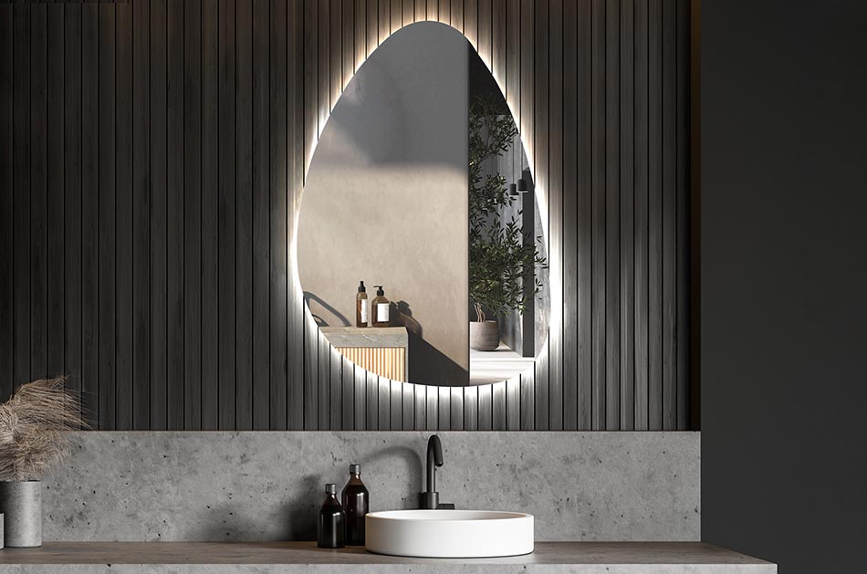 Oglindă neregulată cu iluminare ambientală delicată pentru un interior elegant | ARTFORMA