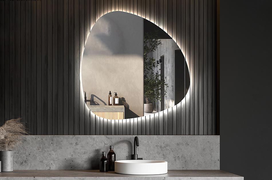 Oglindă neregulată cu iluminare ambientală delicată pentru un interior elegant | ARTFORMA