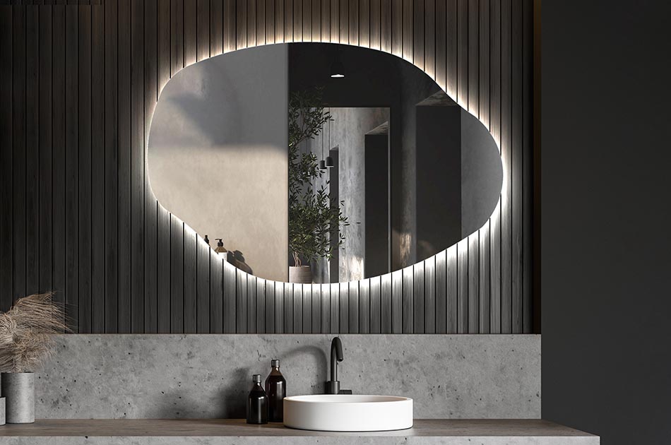 Oglindă neregulată cu iluminare ambientală delicată pentru un interior elegant | ARTFORMA