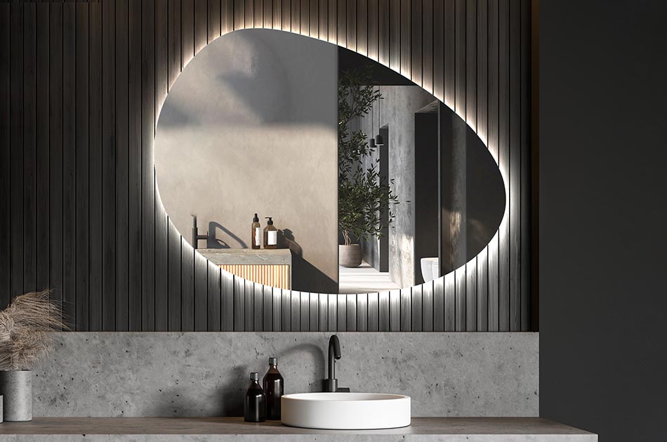 Oglindă neregulată cu iluminare ambientală delicată pentru un interior elegant | ARTFORMA