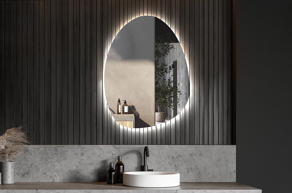 Oglindă neregulată cu iluminare ambientală delicată pentru un interior elegant | ARTFORMA