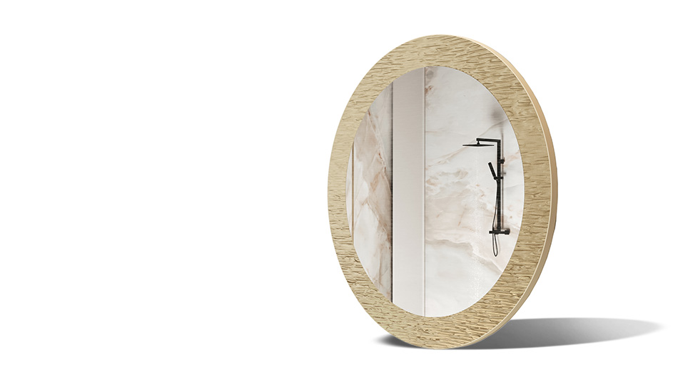 Oglindă în ramă cu decor metalic. Simbolul eleganței moderne