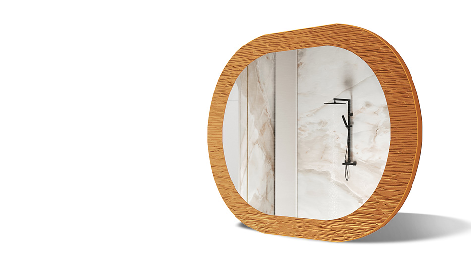 Oglindă în ramă cu decor metalic. Simbolul eleganței moderne