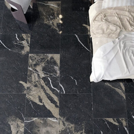Gres smălțuit pentru pardoseală 60x120, negru cu venaturi aurii, lucios, rectificat, A4H109 Pierre Black #5