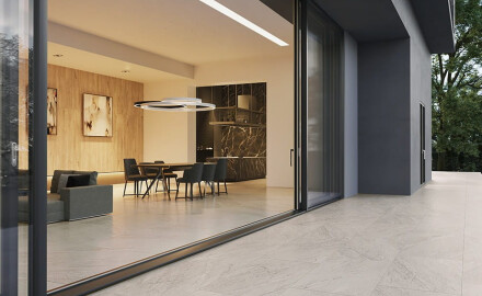 Gres glazurat pentru pardoseală, 120x280 cm, gri piatră, mat, A4H1129 Agathos Grey