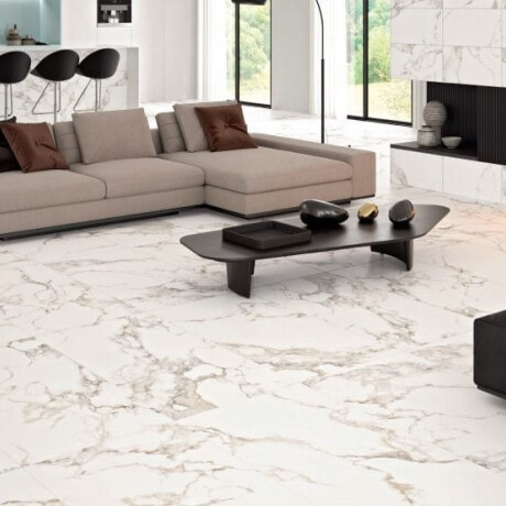 Gres glazurat pentru pardoseală, 60x120 cm, alb cu venaturi aurii, mat, rectificat, A4H116 Varenna #2