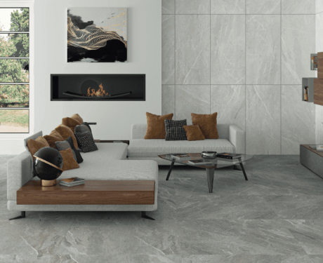 Gres smălțuit pentru pardoseală, 60x120 cm, gri deschis mat, rectificat, A4H125, Materia Pearl