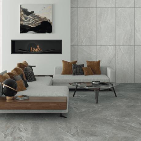 Gres smălțuit pentru pardoseală, 60x120 cm, gri deschis mat, rectificat, A4H125, Materia Pearl #1