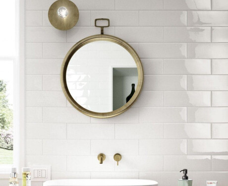 Placă ceramică de perete 10x30, albă, lucioasă, plană, A4H17 Blanco Brillo