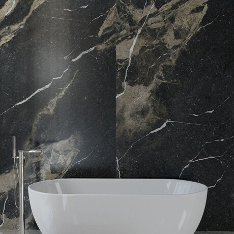 Gres glazurat pentru pardoseală Pierre Black 120x120 cm, negru lucios, cu venaturi aurii, rectificat A4H197 #3