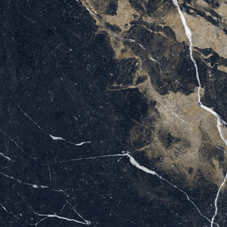 Placă de gresie de format mare pentru pardoseală, 120x280 cm, Bookmatch, neagră lucioasă, cu venaturi aurii, rectificată, A4H203 Pierre Black #4