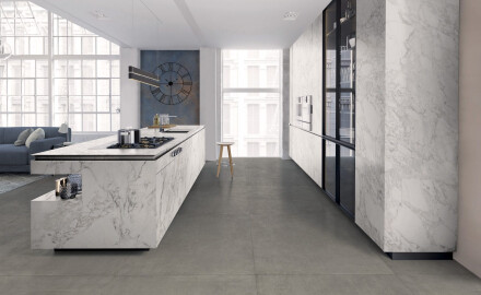 Gres glazurat pentru pardoseală, 60x120 cm, gri beton mat, rectificat, A4H322 Massive Davy