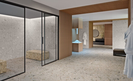 Gres glazurat pentru pardoseală, 120x280 cm, bej, terrazzo mat, rectificat, A4H406 Ceppo Di Gre Warm