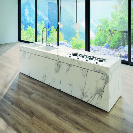 Placă de gres de format mare, 120x270 cm, cu venaturi gri, mată, rectificată, A4H463 Calacatta #12