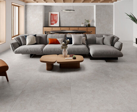 Gres pentru pardoseală 100x100, travertin tăiat transversal, mat, gri A4H497 Chrono Grey