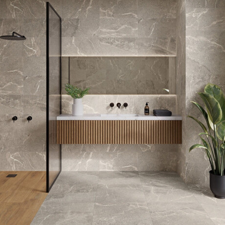 Gresie de piatră cu venaturi pentru pardoseală, 100x100, mată, gri A4H506 Volterra Grey #1