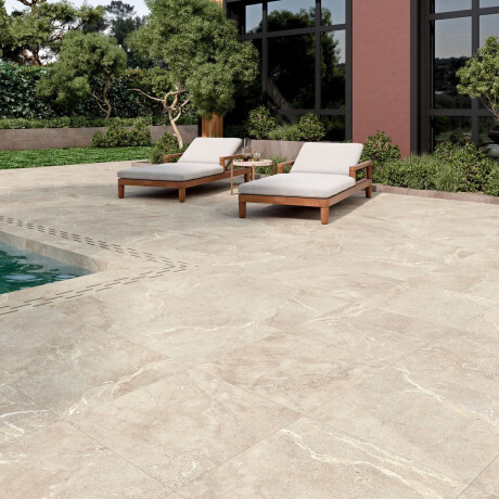 Gresie de piatră cu venaturi pentru pardoseală, 100x100, mată, gri-bej taupe A4H508 Volterra Bone #2