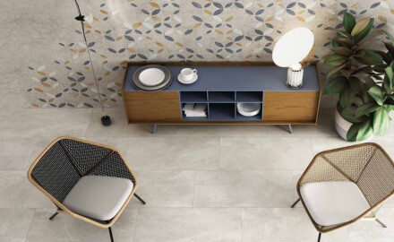 Gres glazurat pentru pardoseală, 60x120 cm, gri deschis mat, rectificat, A4H83 Iroc White