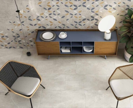 Gres glazurat pentru pardoseală, 60x120 cm, gri deschis mat, rectificat, A4H83 Iroc White