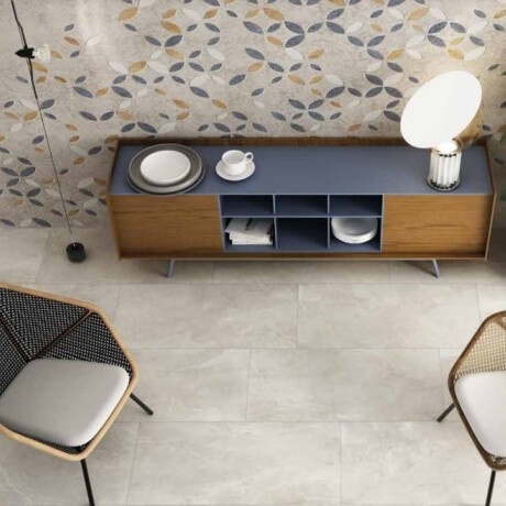 Gres glazurat pentru pardoseală, 60x120 cm, gri deschis mat, rectificat, A4H83 Iroc White #1