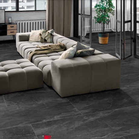 Gres smălțuit pentru pardoseală 60x120 cm, negru mat, rectificat, A4H85 Iroc Black #18