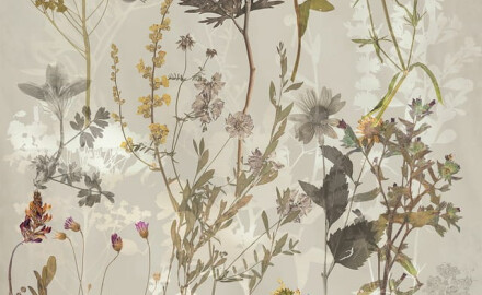 Gresie pentru pereți 60x120 cm, gri, cu motive florale, finisaj mat, A4H919 Glame